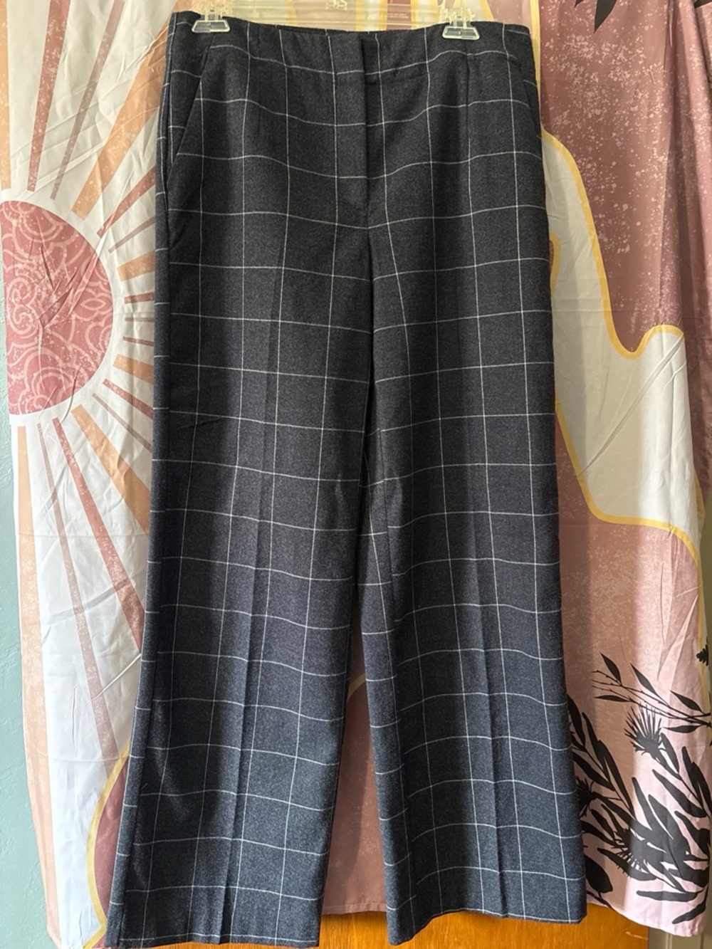 Rachel Zoe Charcoal Windowpane Flat Front Dress pants for wearing to work&dinner - Picture 2 of 6